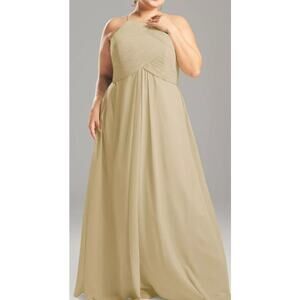 AW BRIDAL 14 1X plus champagne chiffon Aderes bridesmaid formal maxi dress 0B17